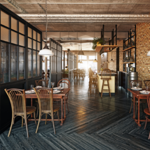 Interni in metallo in un ristorante